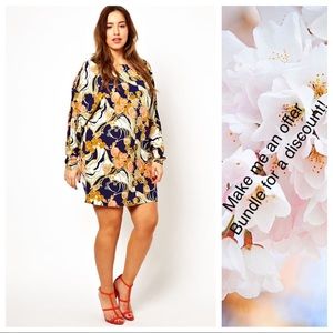 ASOS CURVE Batwing Dress in Asian Print